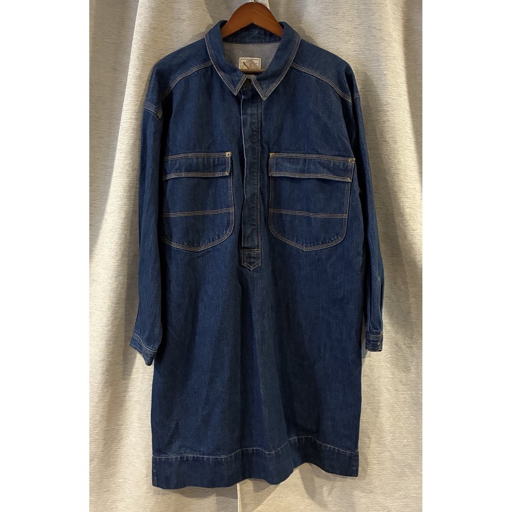 Vtg Gap Denim Shirt Dress Long Sleeve Pockets Women's LT Western Festival